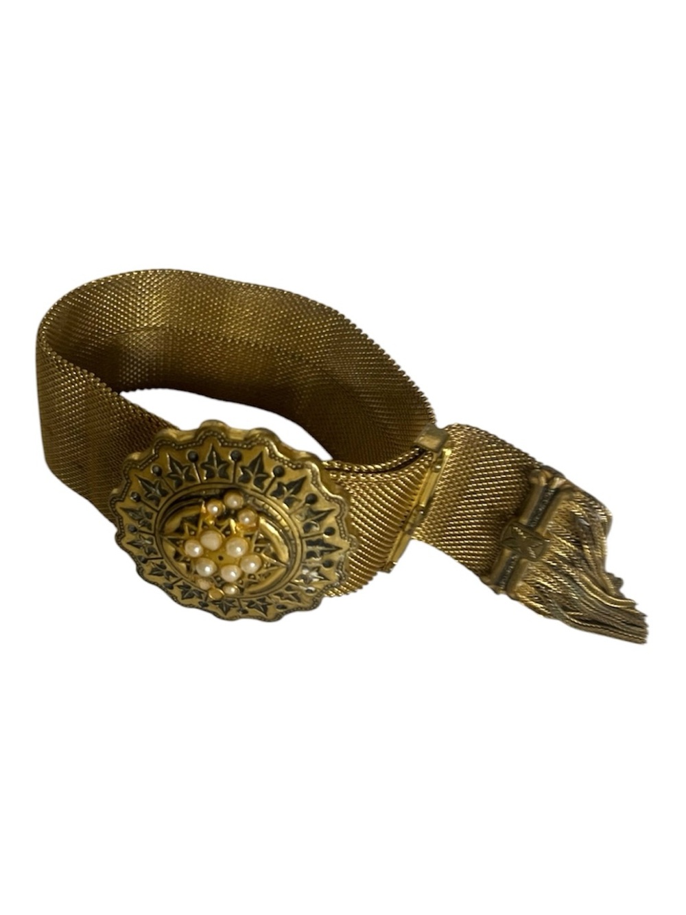 Antique Victorian-era bronze-filled mesh slide bracelet